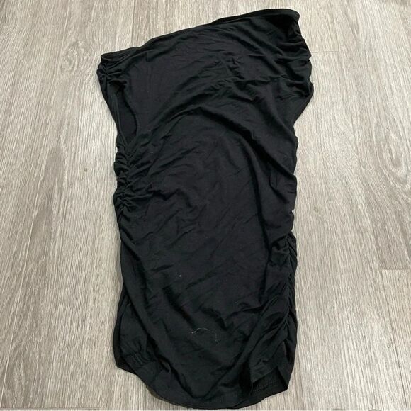 SHEIN BAE Asymmetrical  Neck Ruched Mesh Tee, Going Out Top black medium - Picture 2 of 5